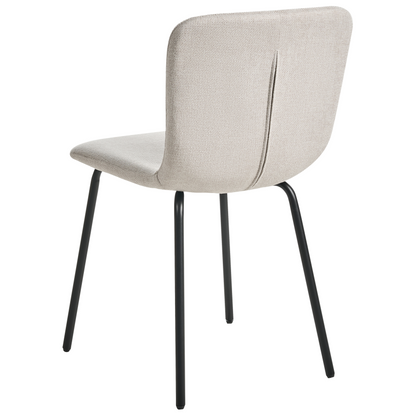 Fabric Dining Chairs Set Of 4 Light Beige Upholstery Black Metal Legs Modern Retro