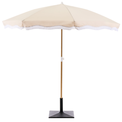Garden Market Parasol Beige 2.32m Steel Pole Outdoor Shade