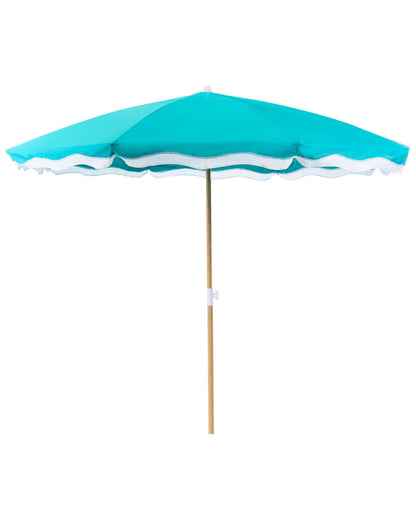 Garden Market Parasol Turquoise Polyester Fabric With Steel Pole 2.32 m UV Resistant Outdoor Shade