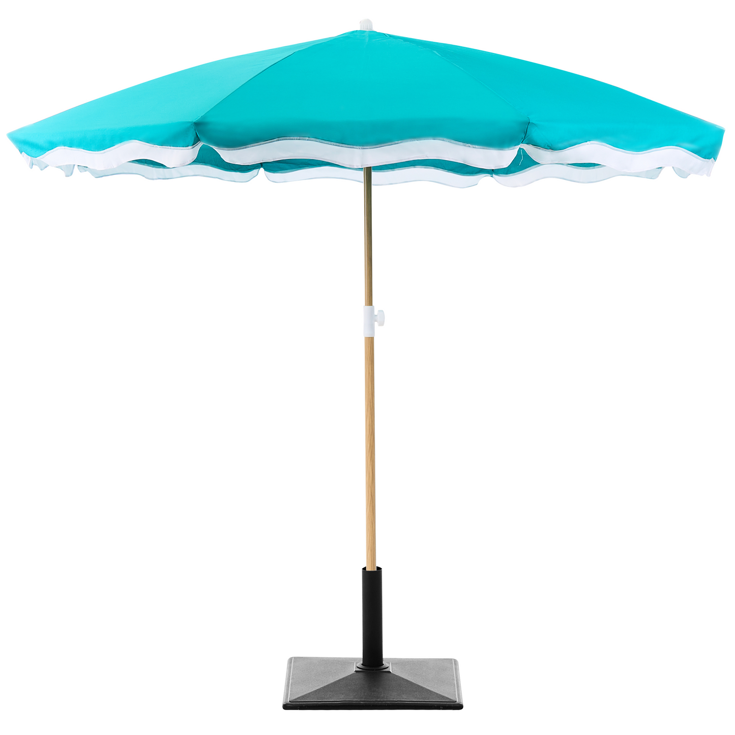 Garden Market Parasol Turquoise Polyester Fabric With Steel Pole 2.32 m UV Resistant Outdoor Shade