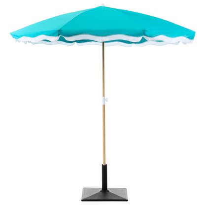 Garden Market Parasol Turquoise Polyester Fabric With Steel Pole 2.32 m UV Resistant Outdoor Shade