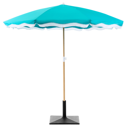 Garden Market Parasol Turquoise Polyester Fabric With Steel Pole 2.32 m UV Resistant Outdoor Shade