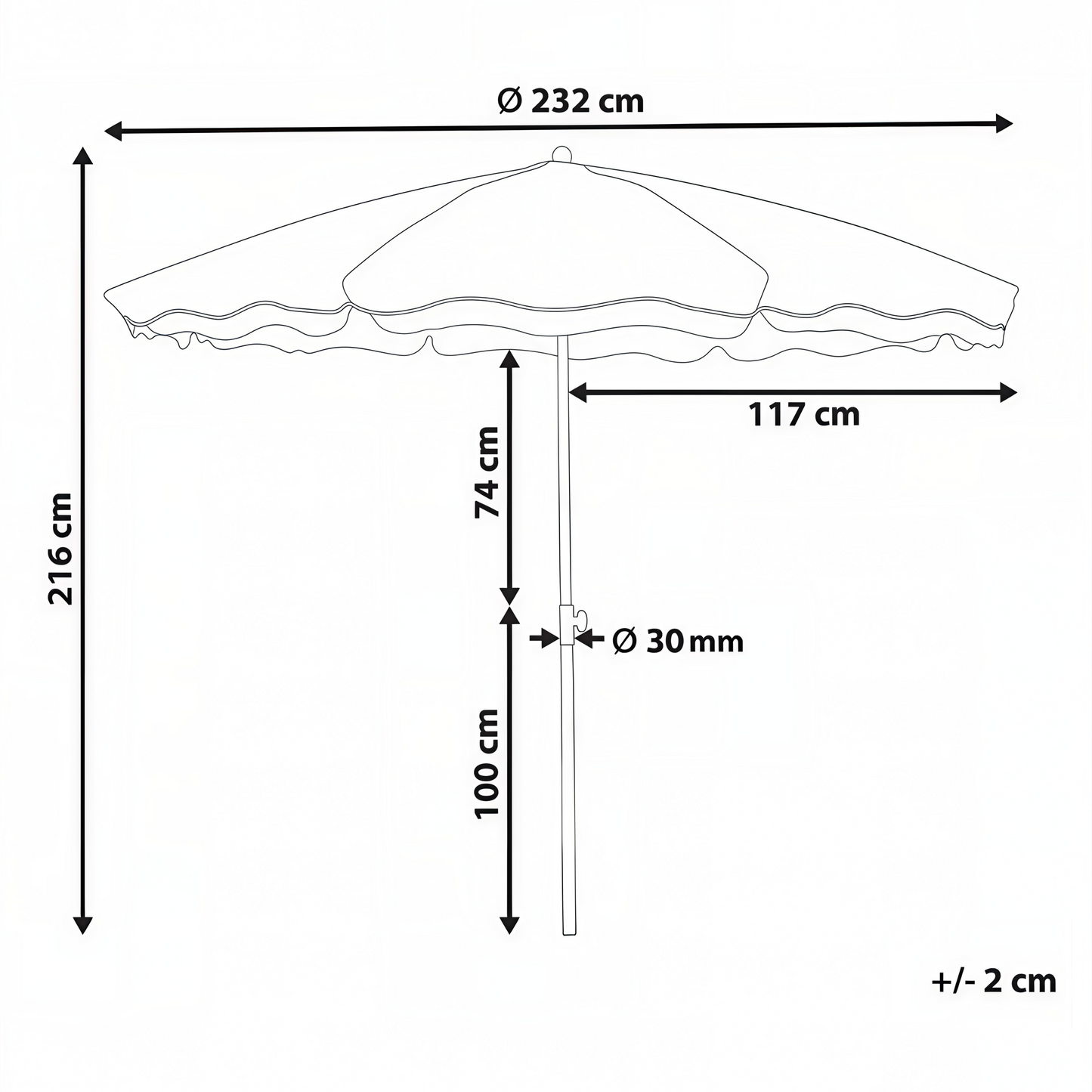 Garden Market Parasol Turquoise Polyester Fabric With Steel Pole 2.32 m UV Resistant Outdoor Shade