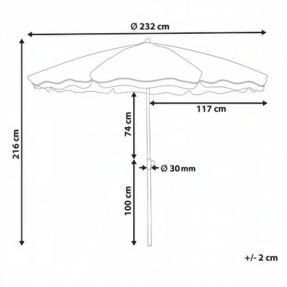 Garden Market Parasol Turquoise Polyester Fabric With Steel Pole 2.32 m UV Resistant Outdoor Shade