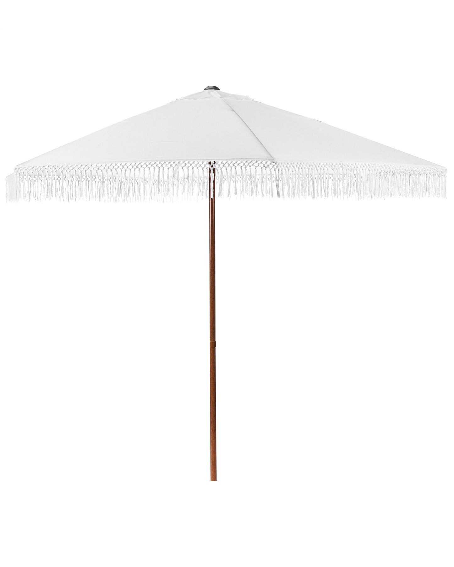 Garden Market Parasol White 2.58m Polyester Fabric Steel Pole UV Resistant Outdoor Shade