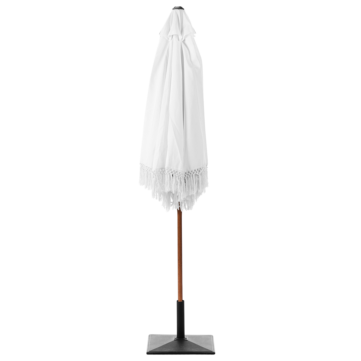 Garden Market Parasol White 2.58m Polyester Fabric Steel Pole UV Resistant Outdoor Shade