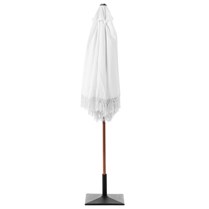Garden Market Parasol White 2.58m Polyester Fabric Steel Pole UV Resistant Outdoor Shade