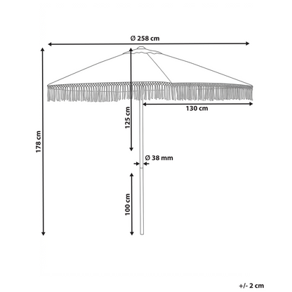 Garden Market Parasol White 2.58m Polyester Fabric Steel Pole UV Resistant Outdoor Shade