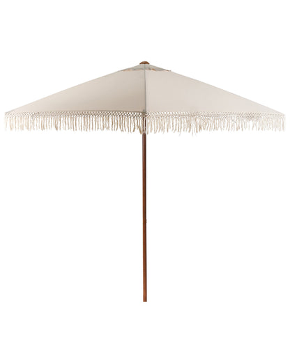 Garden Market Parasol Beige Polyester Fabric With Powder Coated Steel Pole 2.58m UV Resistant