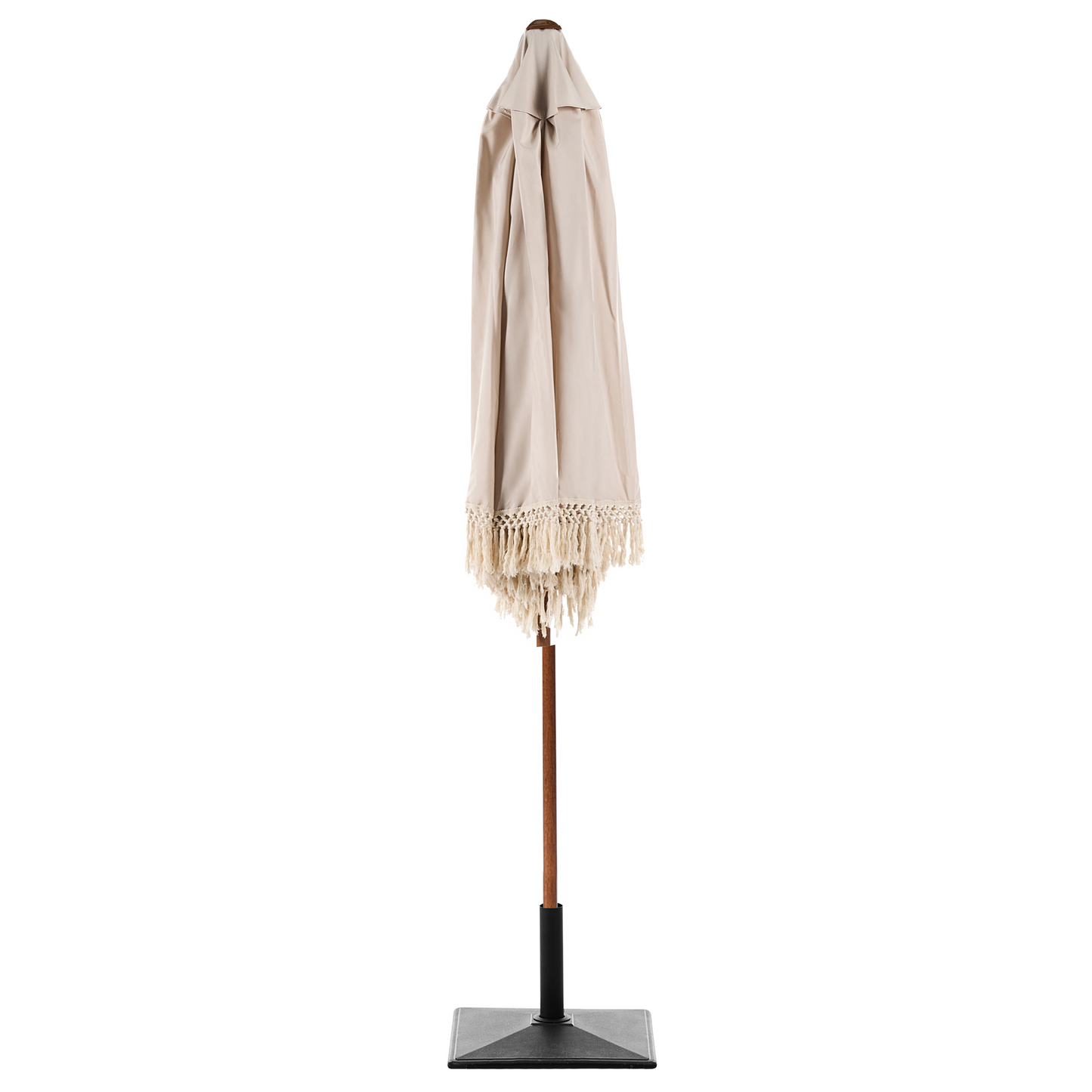 Garden Market Parasol Beige Polyester Fabric With Powder Coated Steel Pole 2.58m UV Resistant