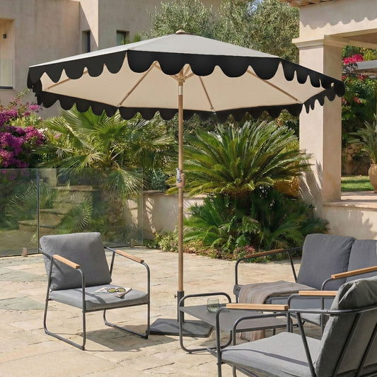 Garden Market Parasol Beige 2.70m Adjustable Canopy Aluminium Pole