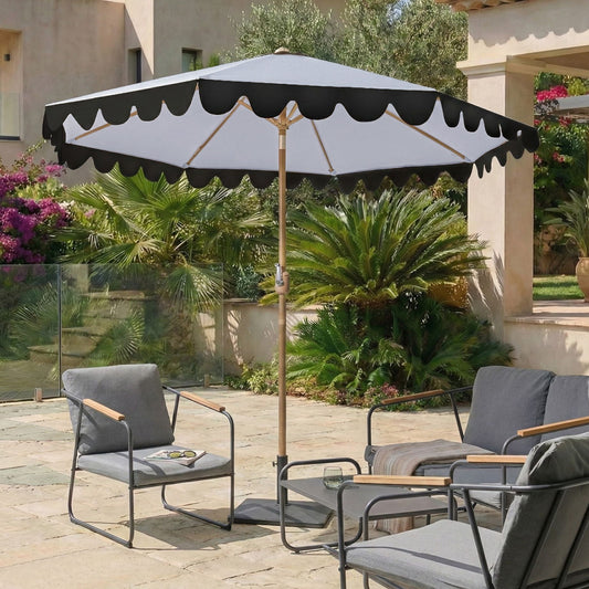 Garden Market Parasol Grey Aluminium Pole 2.70m Adjustable Canopy