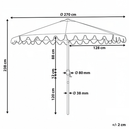Garden Market Parasol Grey Aluminium Pole 2.70m Adjustable Canopy