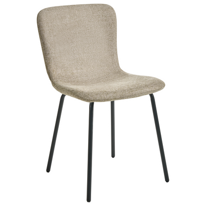 Fabric Dining Chairs Set Of 4 Beige Upholstery Black Legs