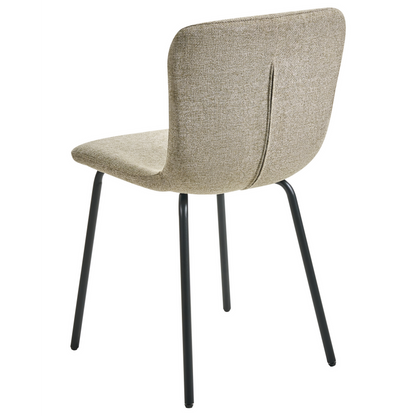 Fabric Dining Chairs Set Of 4 Beige Upholstery Black Legs