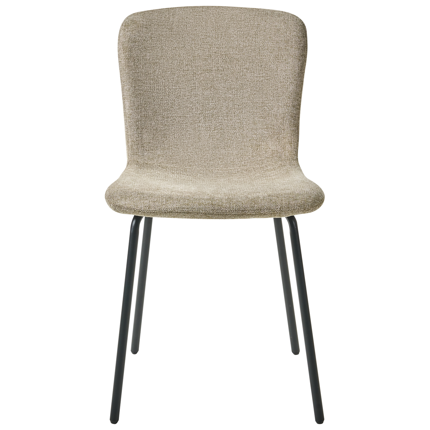 Fabric Dining Chairs Set Of 4 Beige Upholstery Black Legs