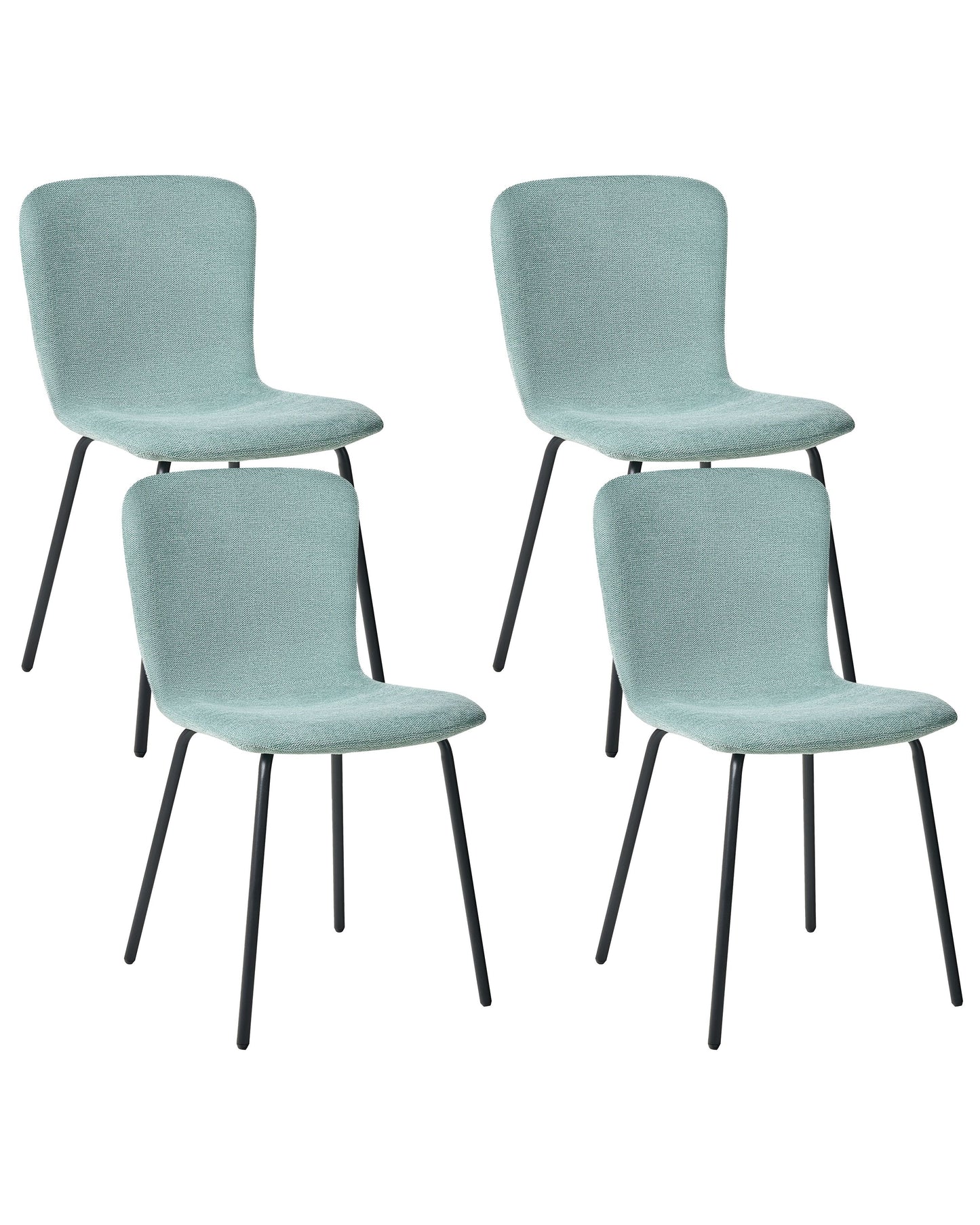 Mint Upholstery Modern Dining Chairs Set Of 4 With Black Metal Legs