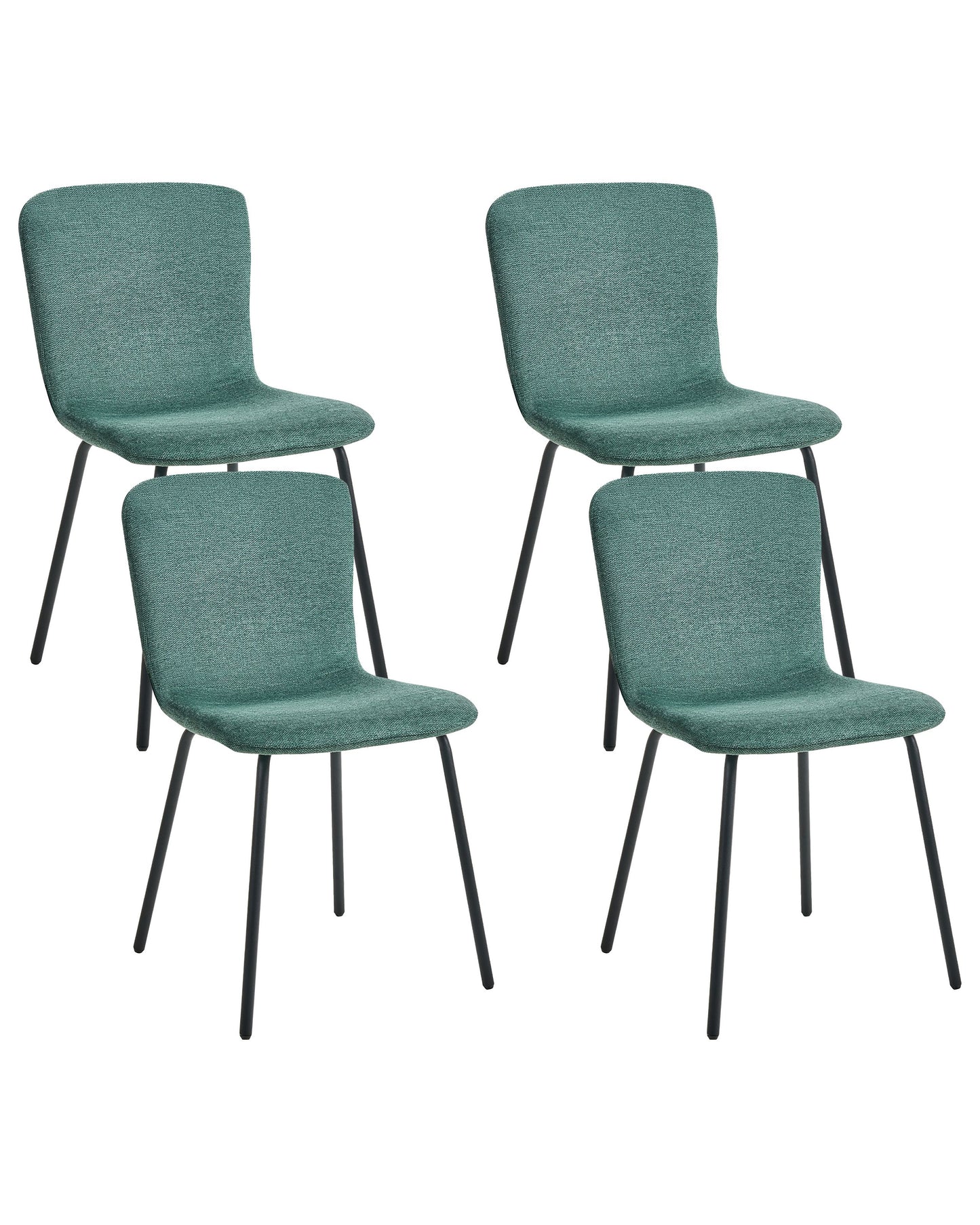 4 Piece Green Upholstered Dining Chairs Black Metal Legs