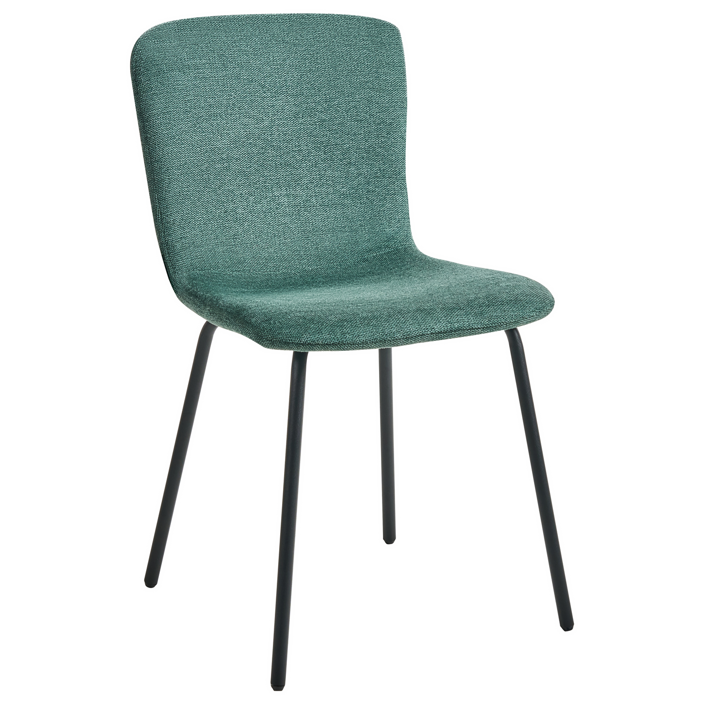 4 Piece Green Upholstered Dining Chairs Black Metal Legs