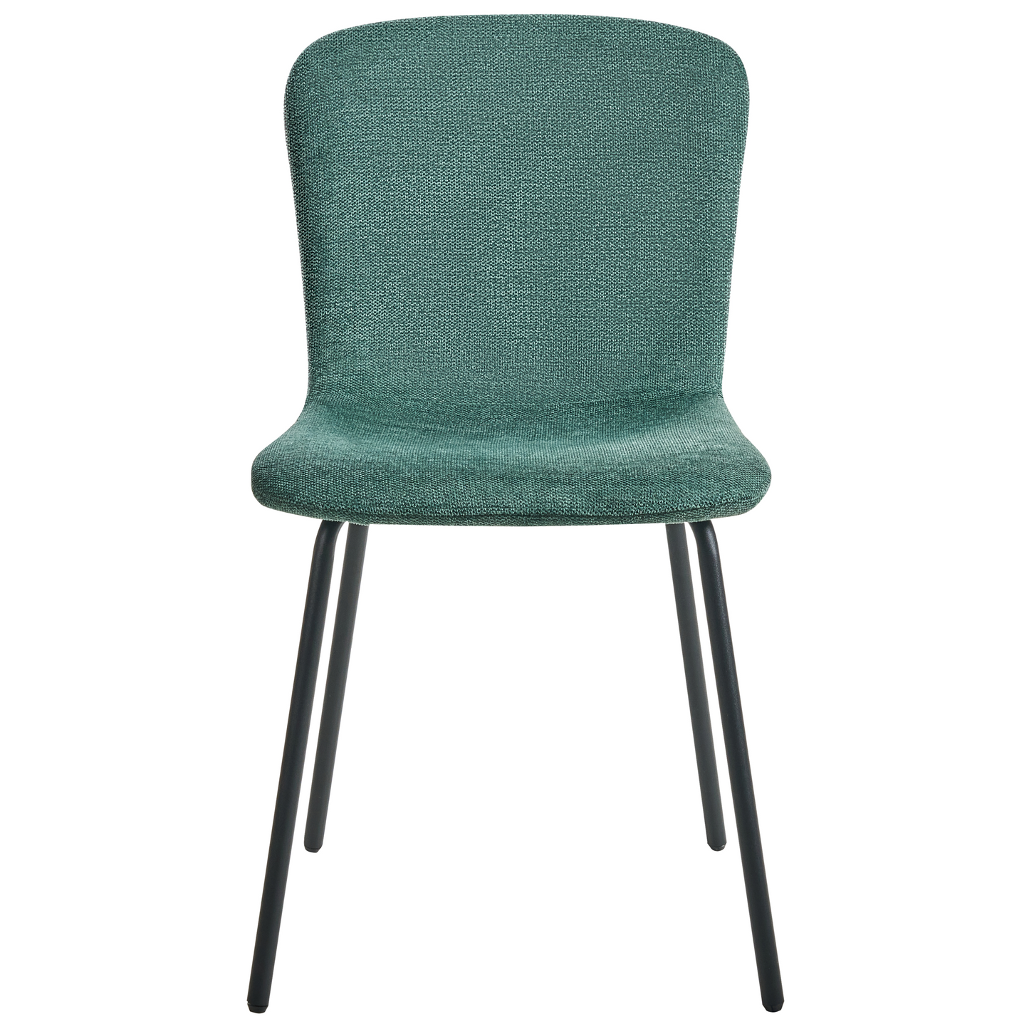 4 Piece Green Upholstered Dining Chairs Black Metal Legs