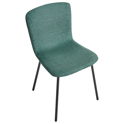 4 Piece Green Upholstered Dining Chairs Black Metal Legs