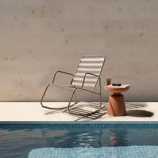 Taupe Aluminium Slatted Garden Rocking Chair Modern Outdoor