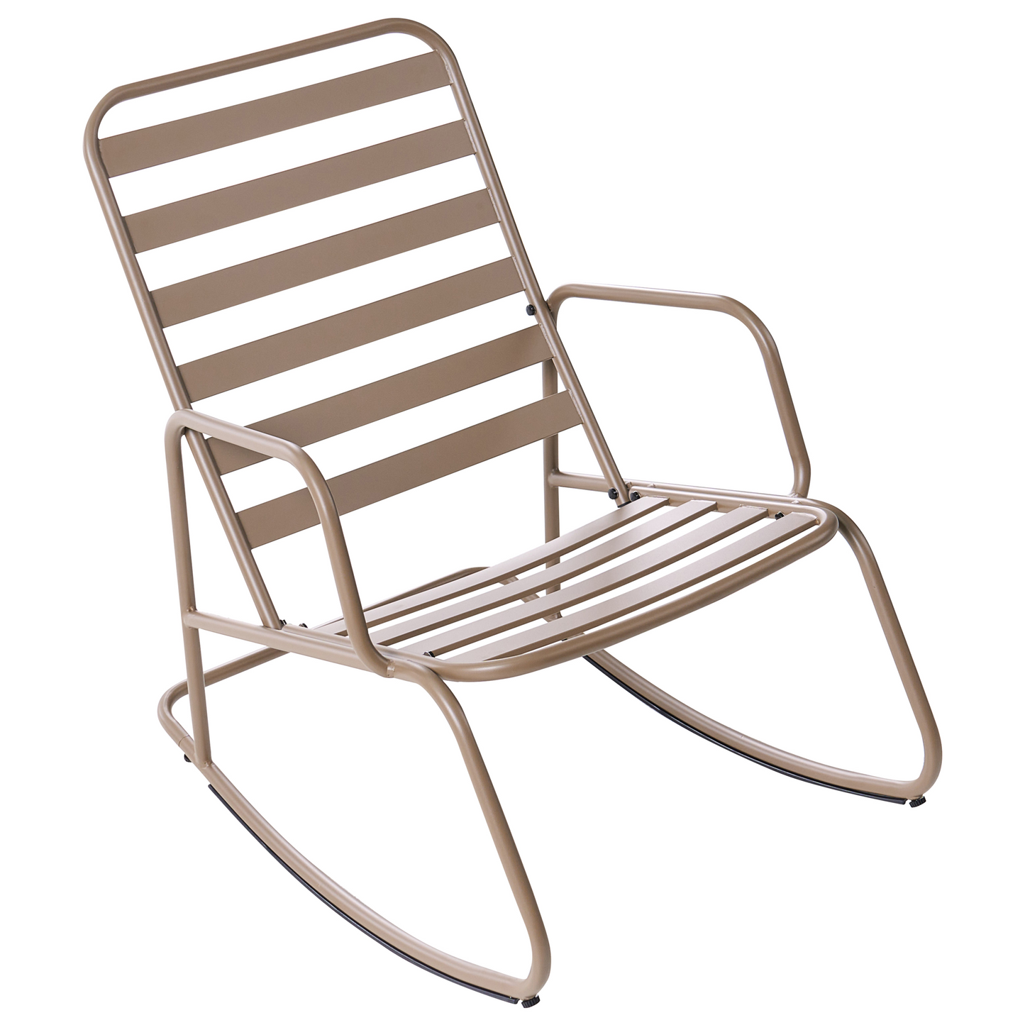 Taupe Aluminium Slatted Garden Rocking Chair Modern Outdoor