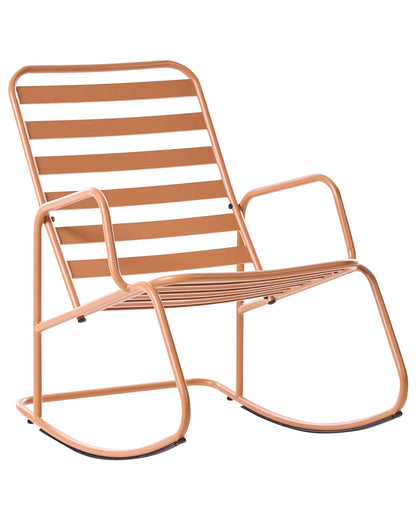 Golden Brown Aluminium Slatted Outdoor Rocking Chair
