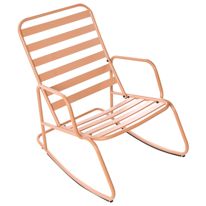 Golden Brown Aluminium Slatted Outdoor Rocking Chair