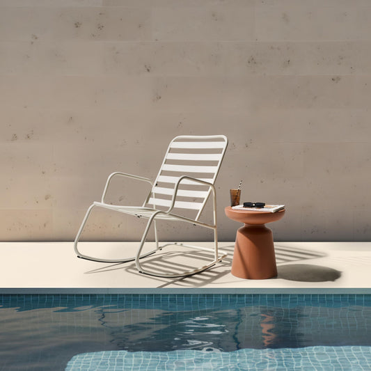 Verdant Home Garden Rocking Chair Off White Aluminium Slatted Design