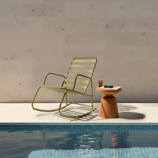 Garden Rocking Chair Olive Green Aluminium Slatted Design