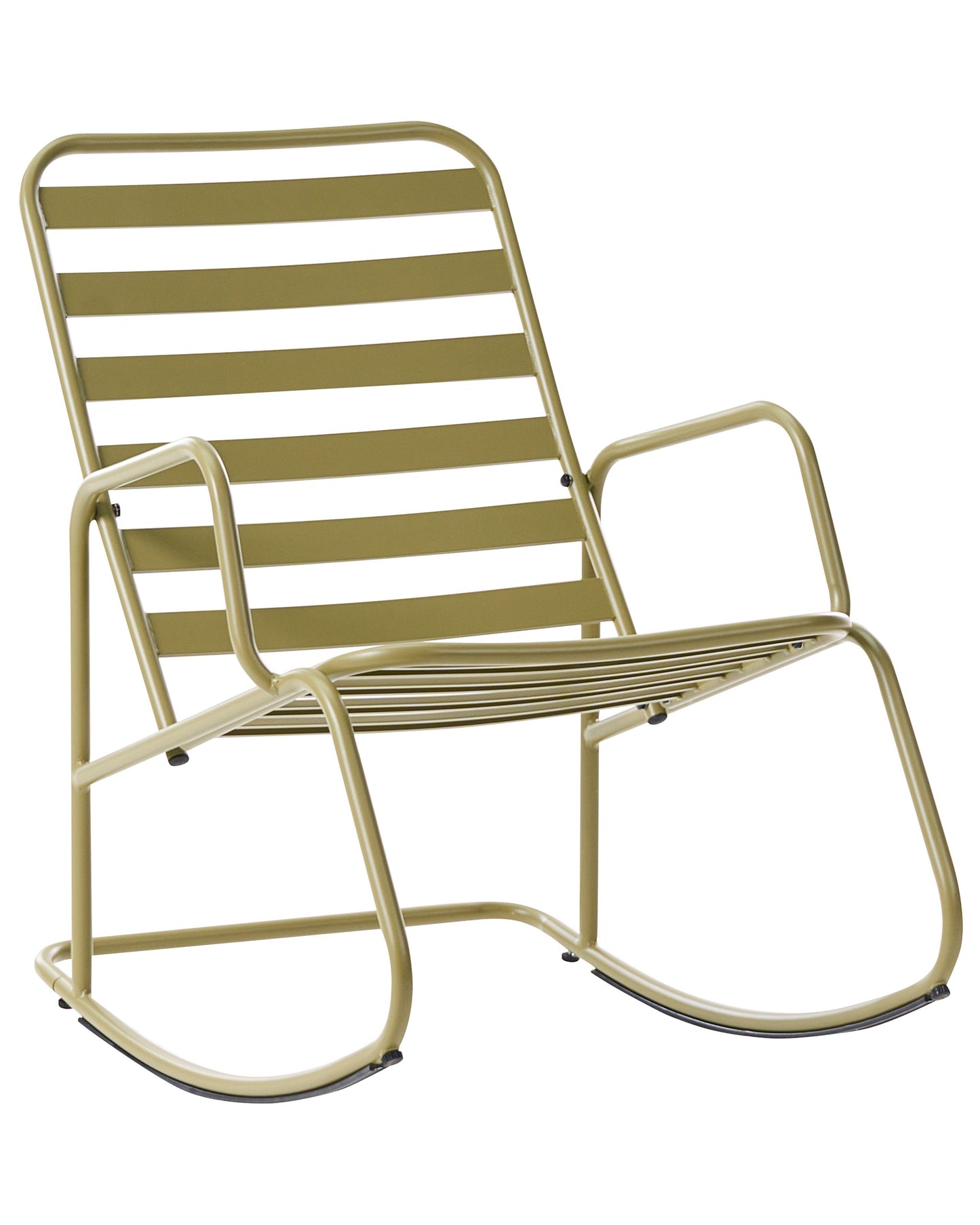 Garden Rocking Chair Olive Green Aluminium Slatted Design