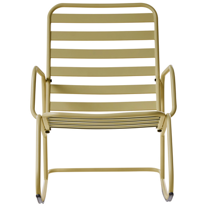 Garden Rocking Chair Olive Green Aluminium Slatted Design