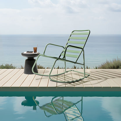 Green Aluminium Slatted Garden Rocking Chair Outdoor