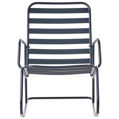 Garden Rocking Chair Black Aluminum Slatted Outdoor Modern