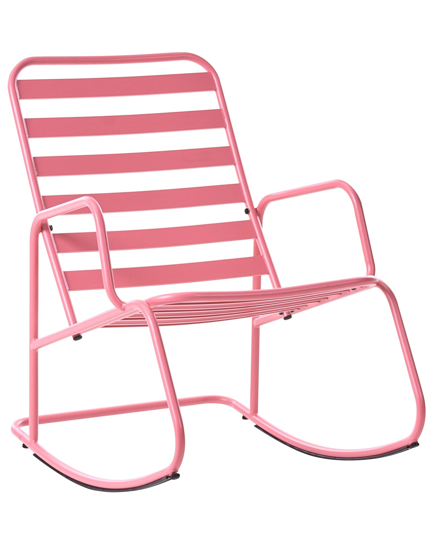 Pink Aluminium Slatted Garden Rocking Chair Modern Outdoor