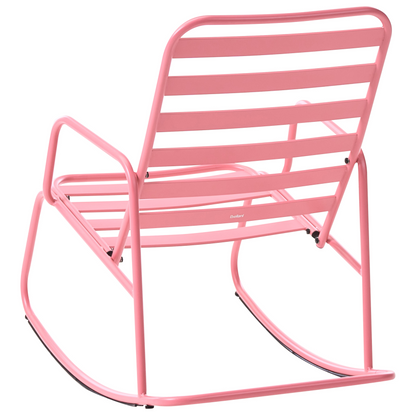 Pink Aluminium Slatted Garden Rocking Chair Modern Outdoor