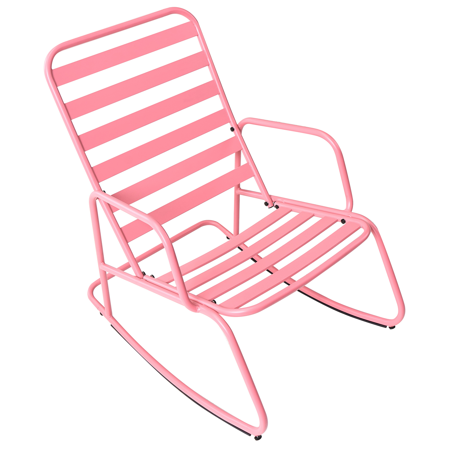 Pink Aluminium Slatted Garden Rocking Chair Modern Outdoor