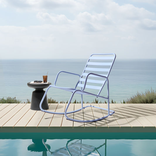 Light Blue Aluminium Slatted Garden Rocking Chair
