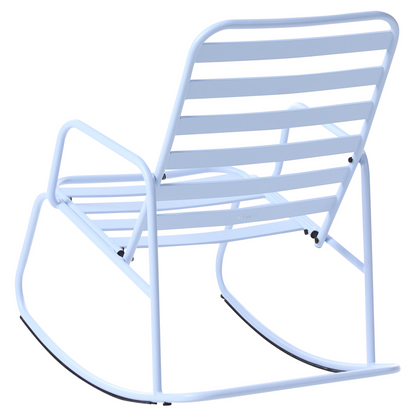 Light Blue Aluminium Slatted Garden Rocking Chair