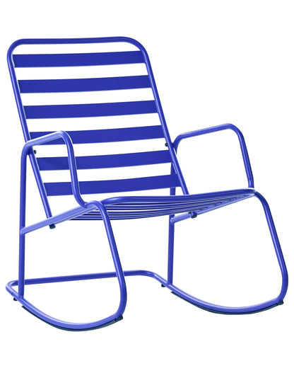 Blue Aluminium Slatted Garden Rocking Chair Modern Outdoor