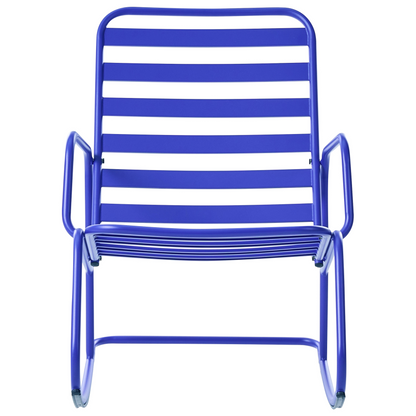 Blue Aluminium Slatted Garden Rocking Chair Modern Outdoor