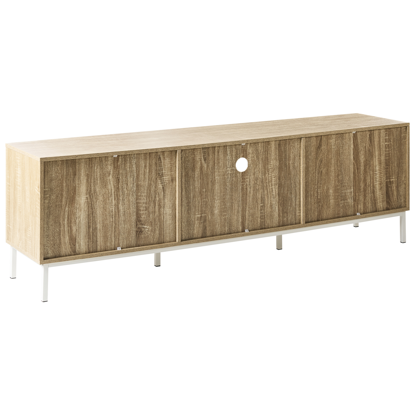 NordicNest TV Stand Light Brown MDF Metal Legs Up To 54Inch CableHole
