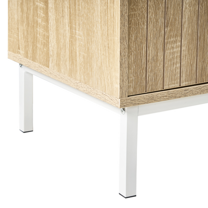 NordicNest TV Stand Light Brown MDF Metal Legs Up To 54Inch CableHole