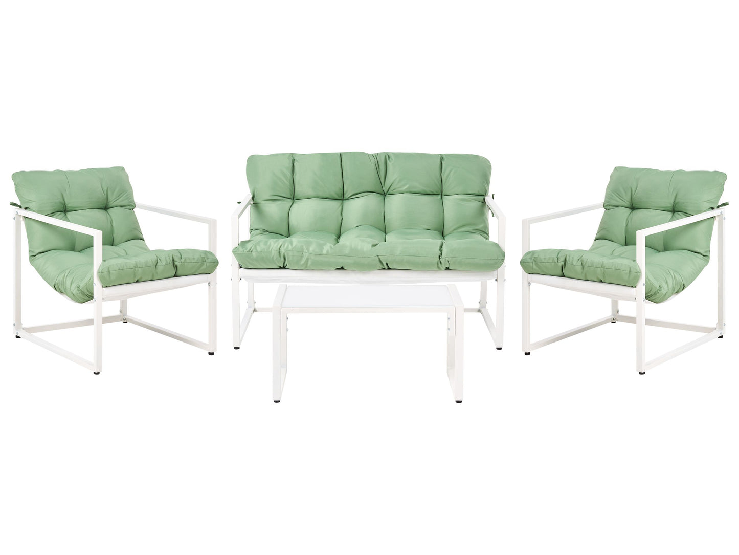 Green Galvanized Steel 4 Seater Sofa Set With Armchairs
