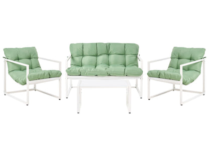 Green Galvanized Steel 4 Seater Sofa Set With Armchairs