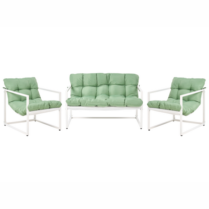 Green Galvanized Steel 4 Seater Sofa Set With Armchairs