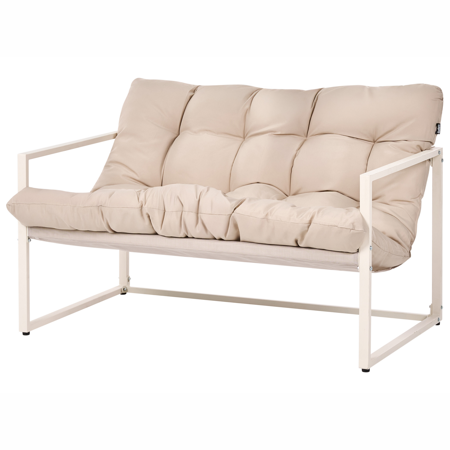 Garden Sofa Set Beige Galvanized Steel 4 Seater Armchairs