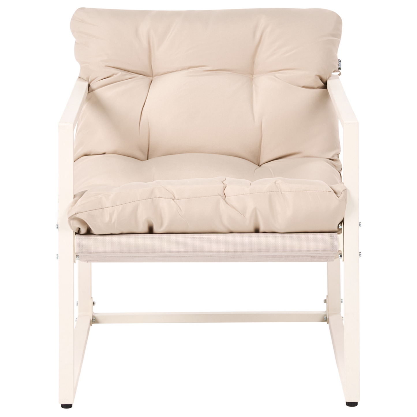 Garden Sofa Set Beige Galvanized Steel 4 Seater Armchairs