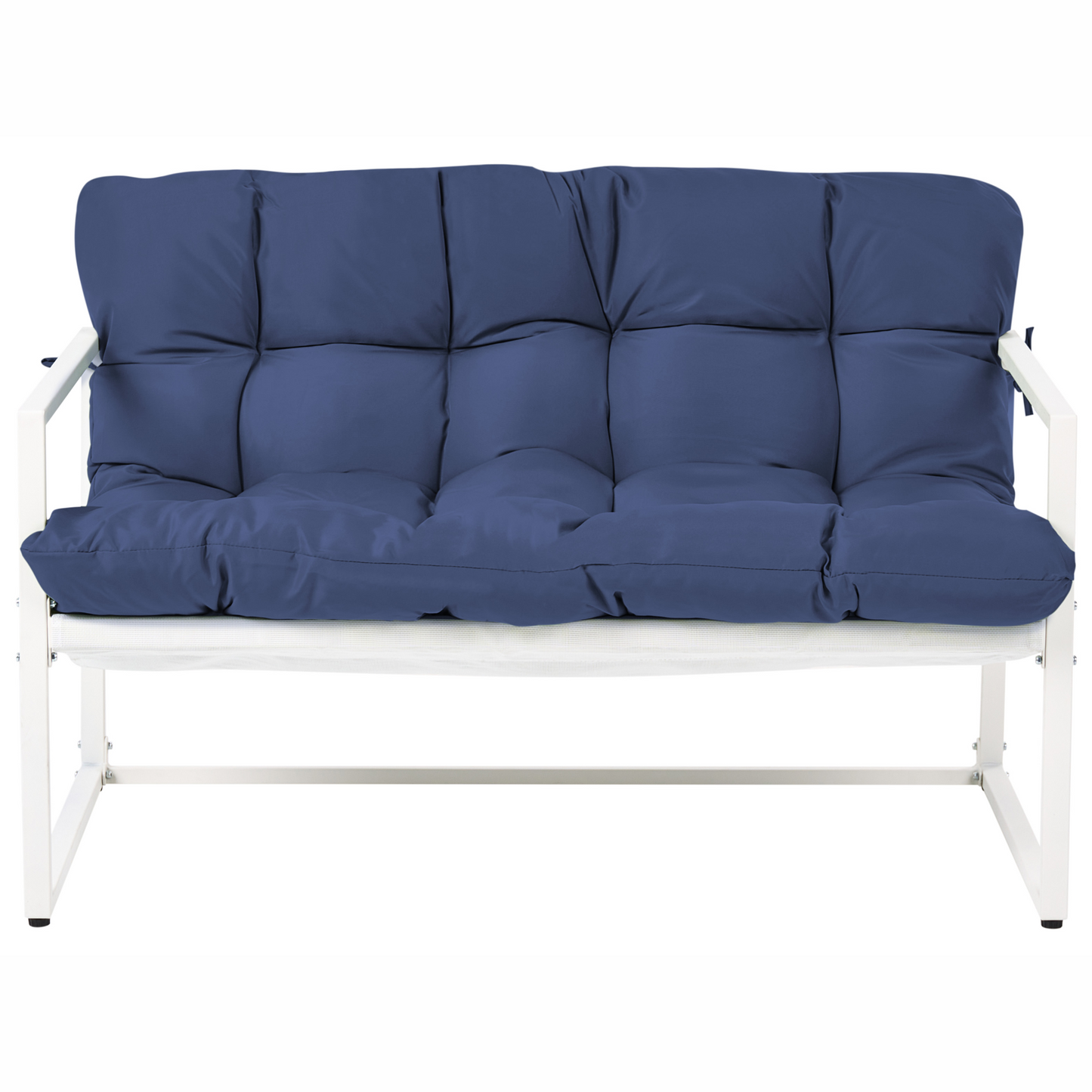 Gardenuxe Blue Galvanized Steel Outdoor Sofa Set 4 Seater With Armchairs And Coffee Table Modern Design